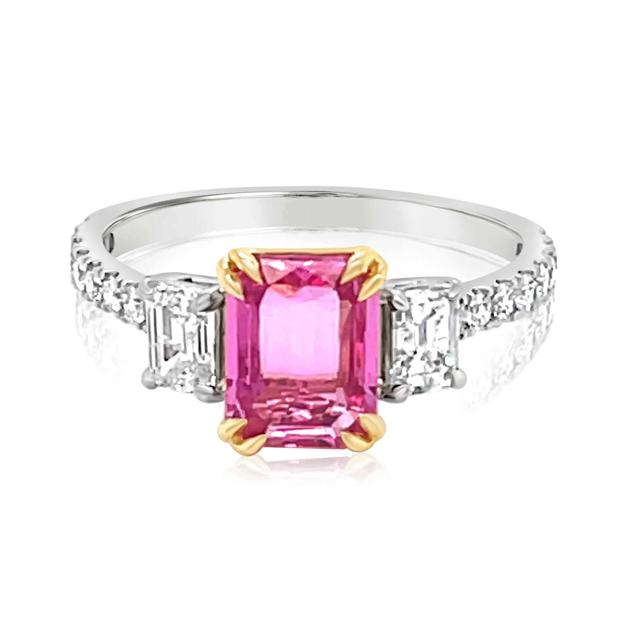 Platinum Emerald Cut Pink Sapphire And Diamond Ring (2.43ctw)