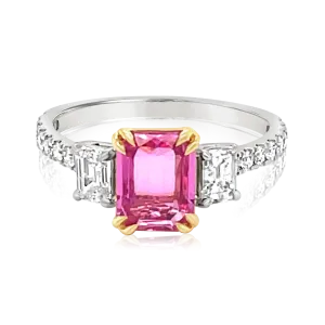 Platinum Emerald Cut Pink Sapphire And Diamond Ring (2.43ctw)