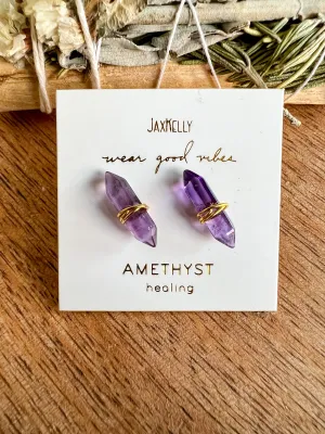 POINT EARRINGS 18K - AMETHYST