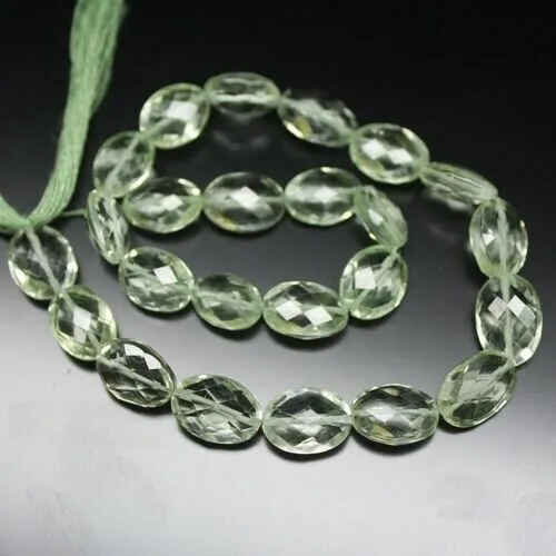 Prasiolite Green Amethyst Faceted Oval Gemstone Loose Beads Strand 10" 11mm 13mm