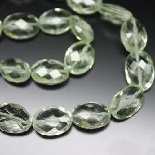Prasiolite Green Amethyst Faceted Oval Gemstone Loose Beads Strand 10" 11mm 13mm