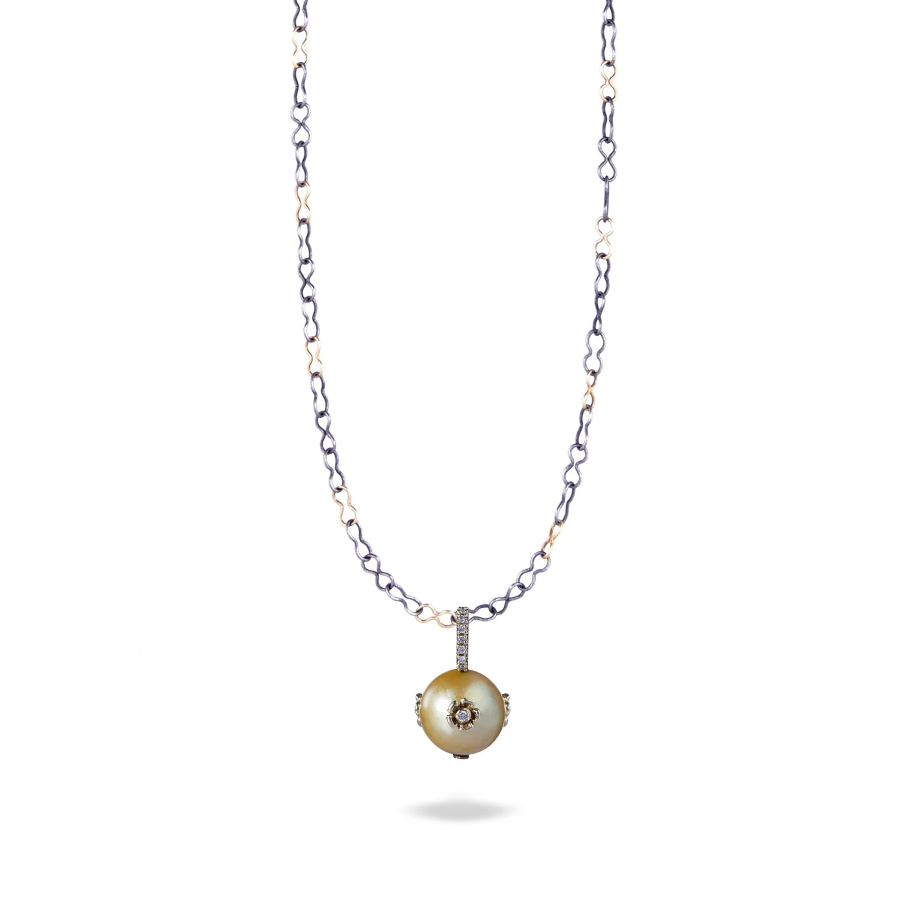 PRIMROSE MARIS GOLDEN SOUTH SEA NEAR ROUND PEARL PENDANT ONE-OF-A-KIND