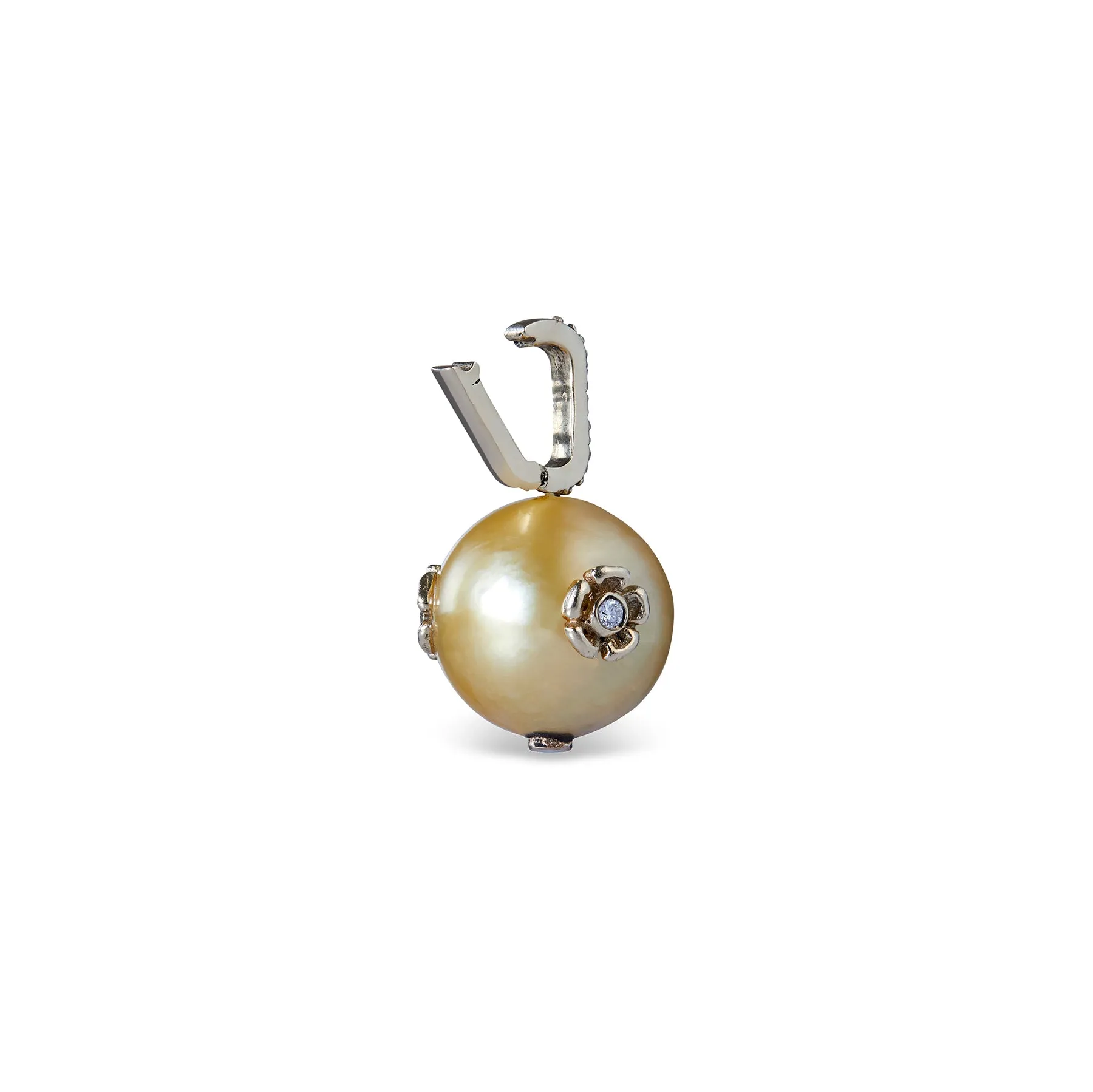 PRIMROSE MARIS GOLDEN SOUTH SEA NEAR ROUND PEARL PENDANT ONE-OF-A-KIND