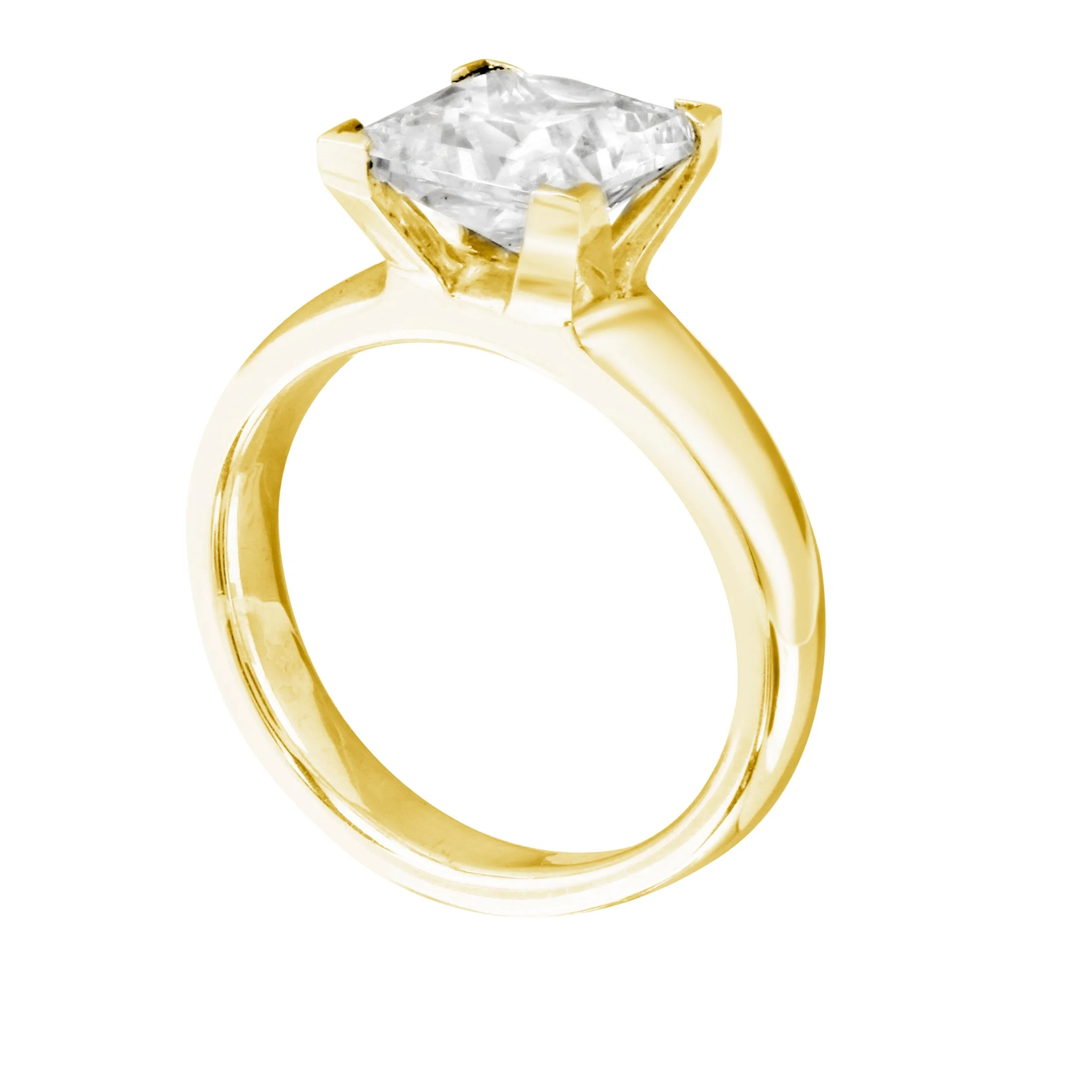 Princess Diamond Solitaire Wide Band Engagement Ring Setting
