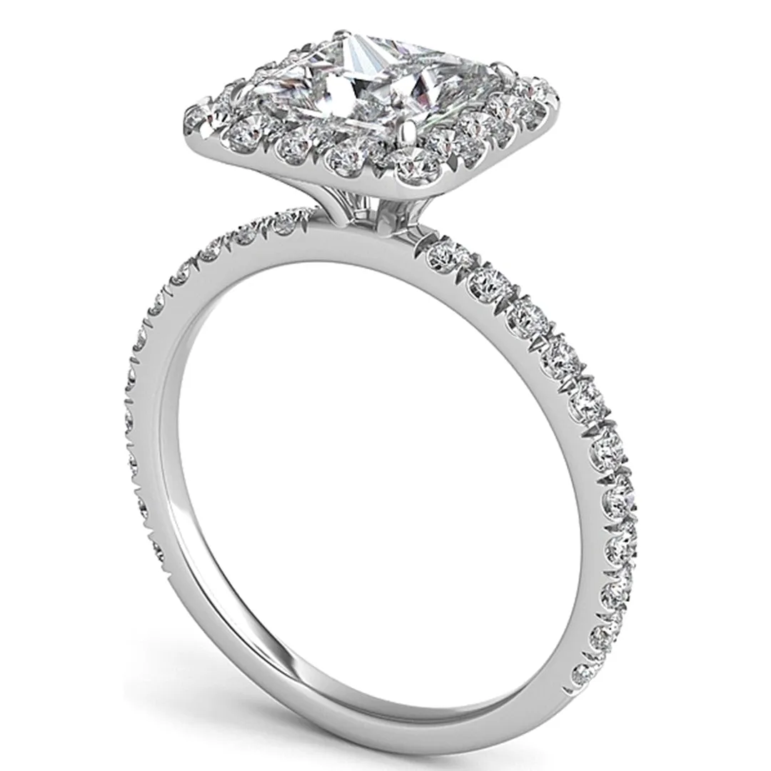 Princess Halo Diamond Engagement Ring