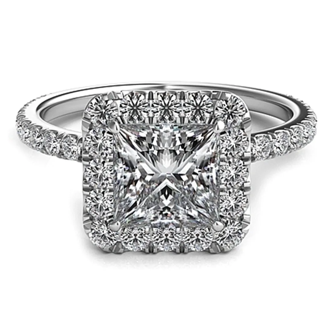 Princess Halo Diamond Engagement Ring