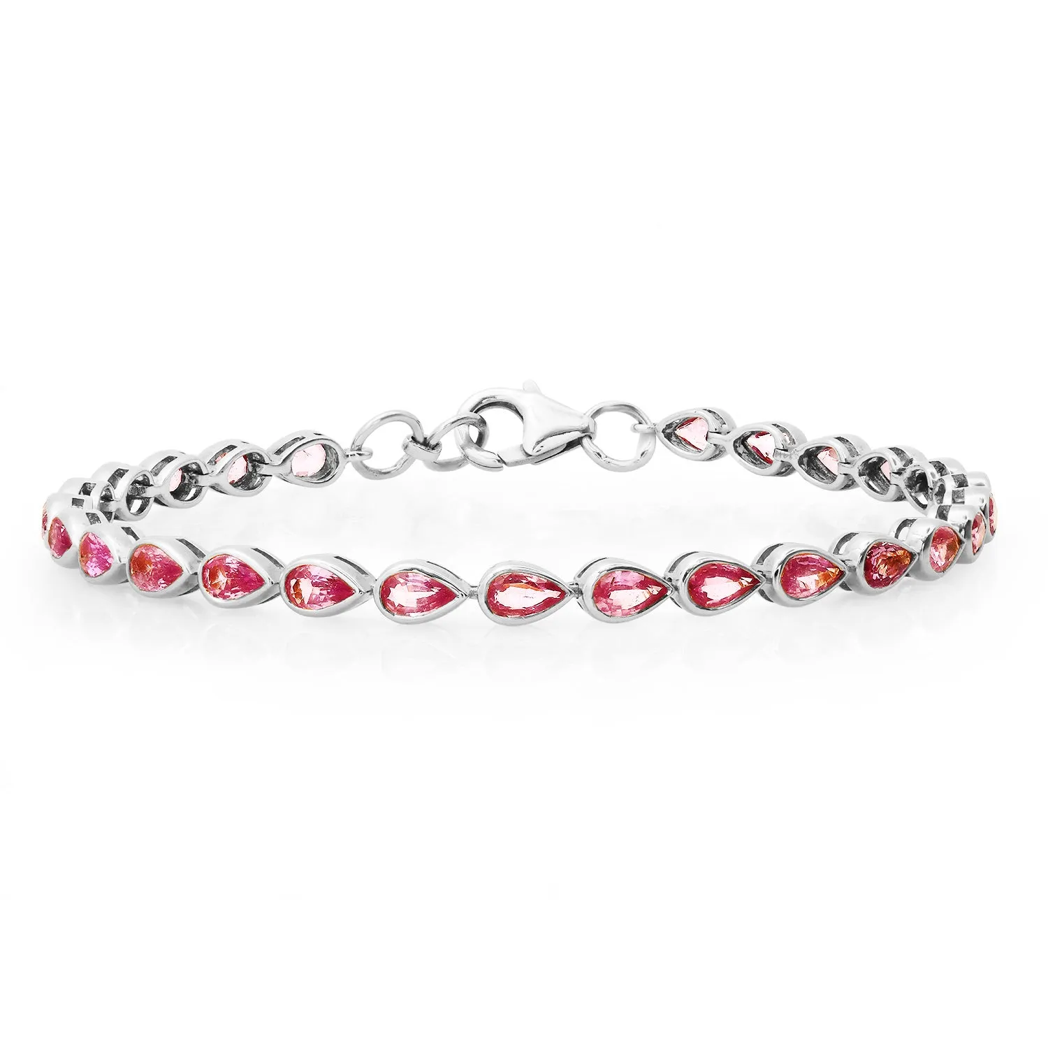 Princess Pear Shaped Pink Sapphire Eternity Bracelet
