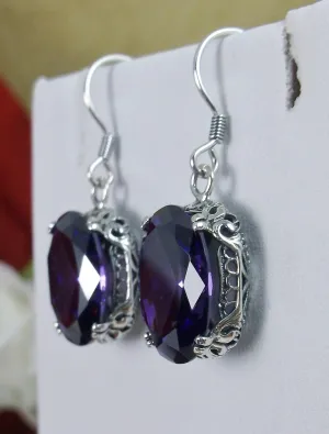 Purple Amethyst Earrings, Vintage Edwardian Jewelry #E70