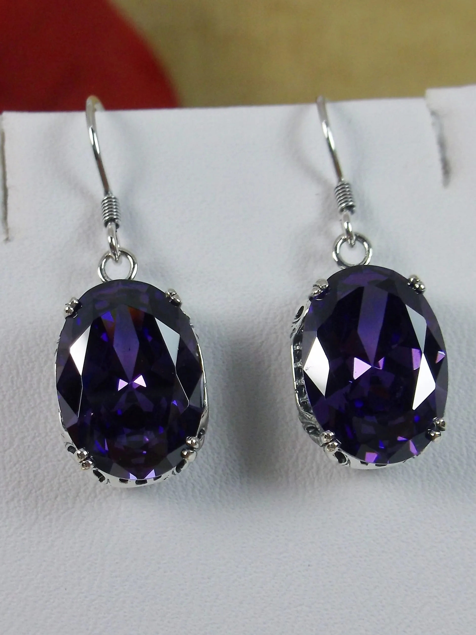 Purple Amethyst Earrings, Vintage Edwardian Jewelry #E70