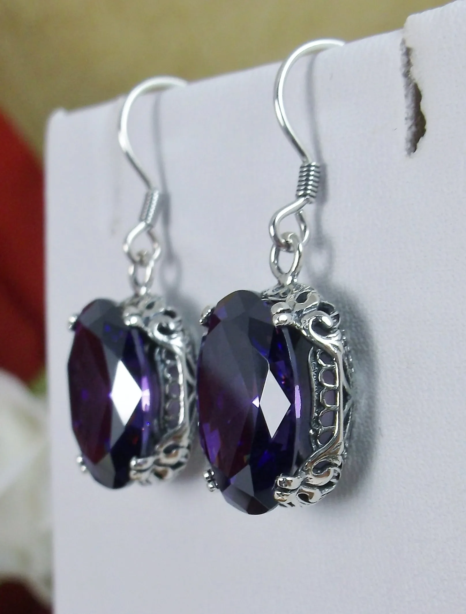 Purple Amethyst Earrings, Vintage Edwardian Jewelry #E70