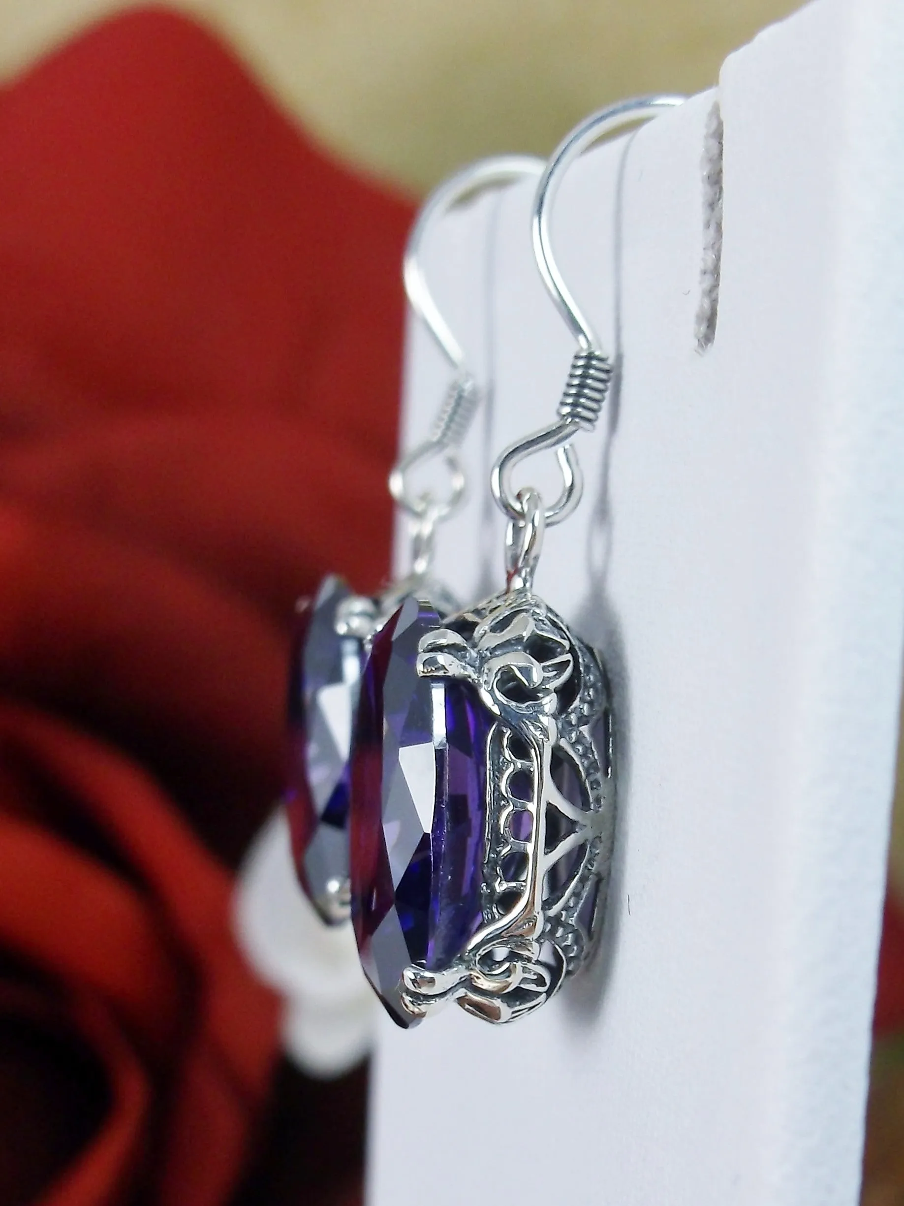 Purple Amethyst Earrings, Vintage Edwardian Jewelry #E70