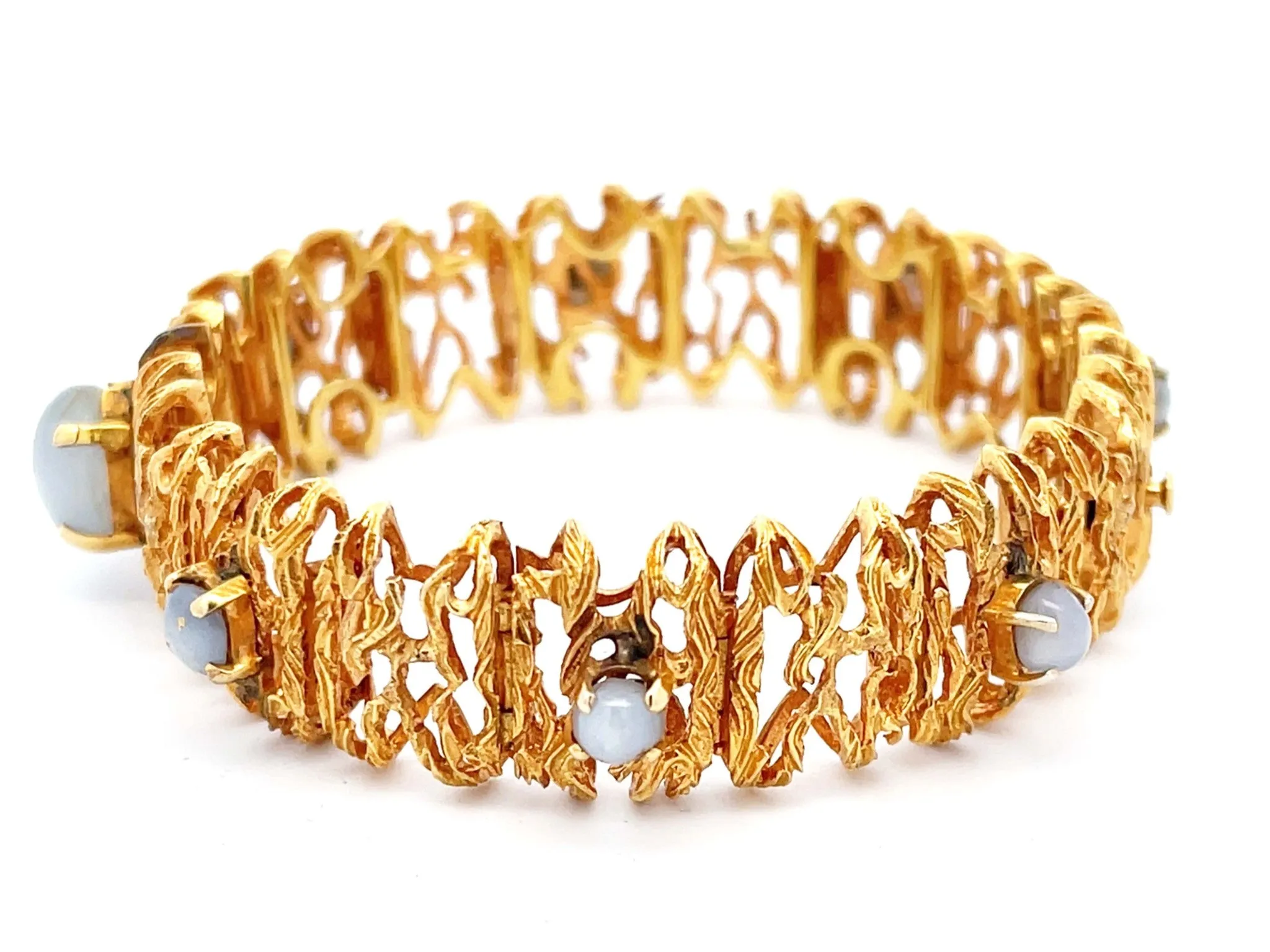 Purple Grey Star Sapphire Statement Bracelet in 18k Yellow Gold