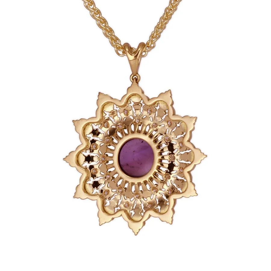 "Amethyst Star" Pendant with Diamonds in 18K Yellow Gold