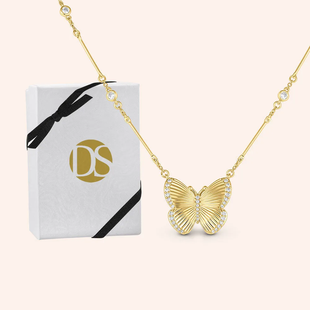 "In the Claud's" Pave Butterfly Pendant Necklace