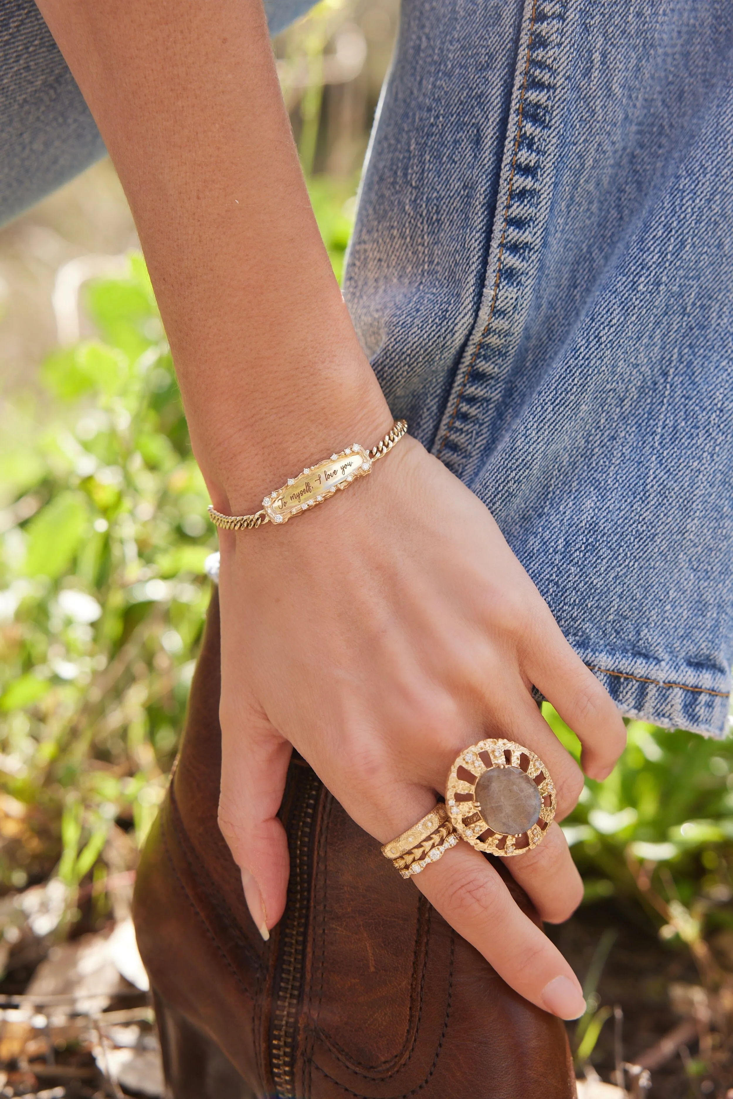 "To Myself, I Love You" Diamond Bar Bracelet
