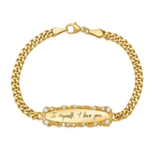 "To Myself, I Love You" Diamond Bar Bracelet