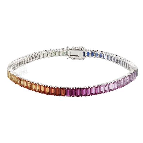 Rainbow Sapphire Color Bracelet in 18k Gold