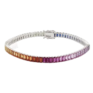 Rainbow Sapphire Color Bracelet in 18k Gold