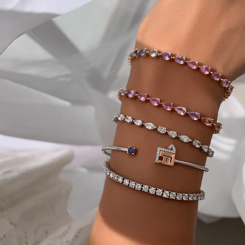 Rainbow Sapphire Pear Bracelet