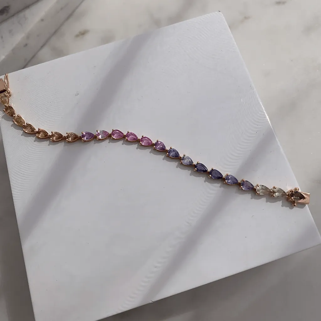 Rainbow Sapphire Pear Bracelet