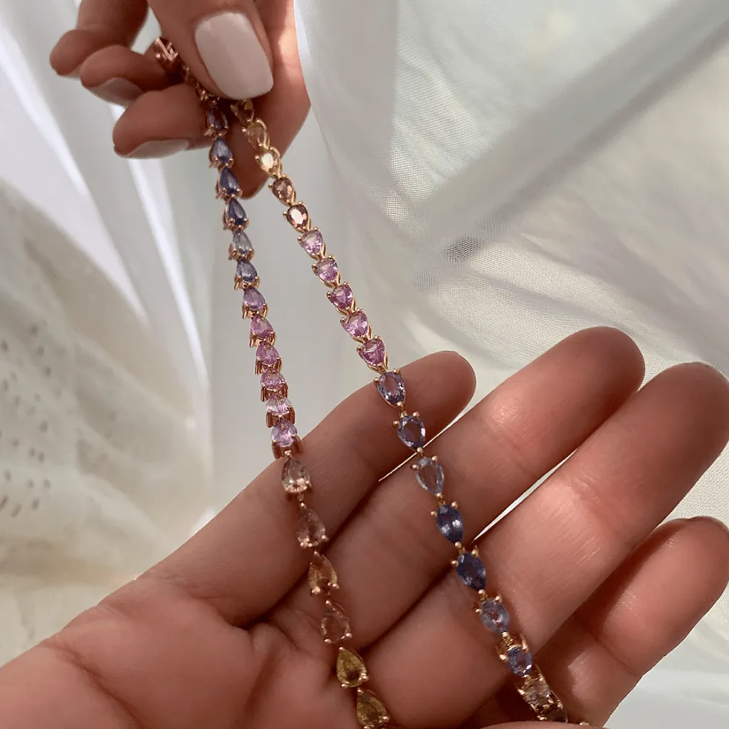 Rainbow Sapphire Pear Bracelet