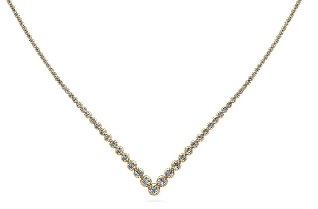 Ravishing V Neck With Graduated Diamonds with 5.38 ct.(finished)