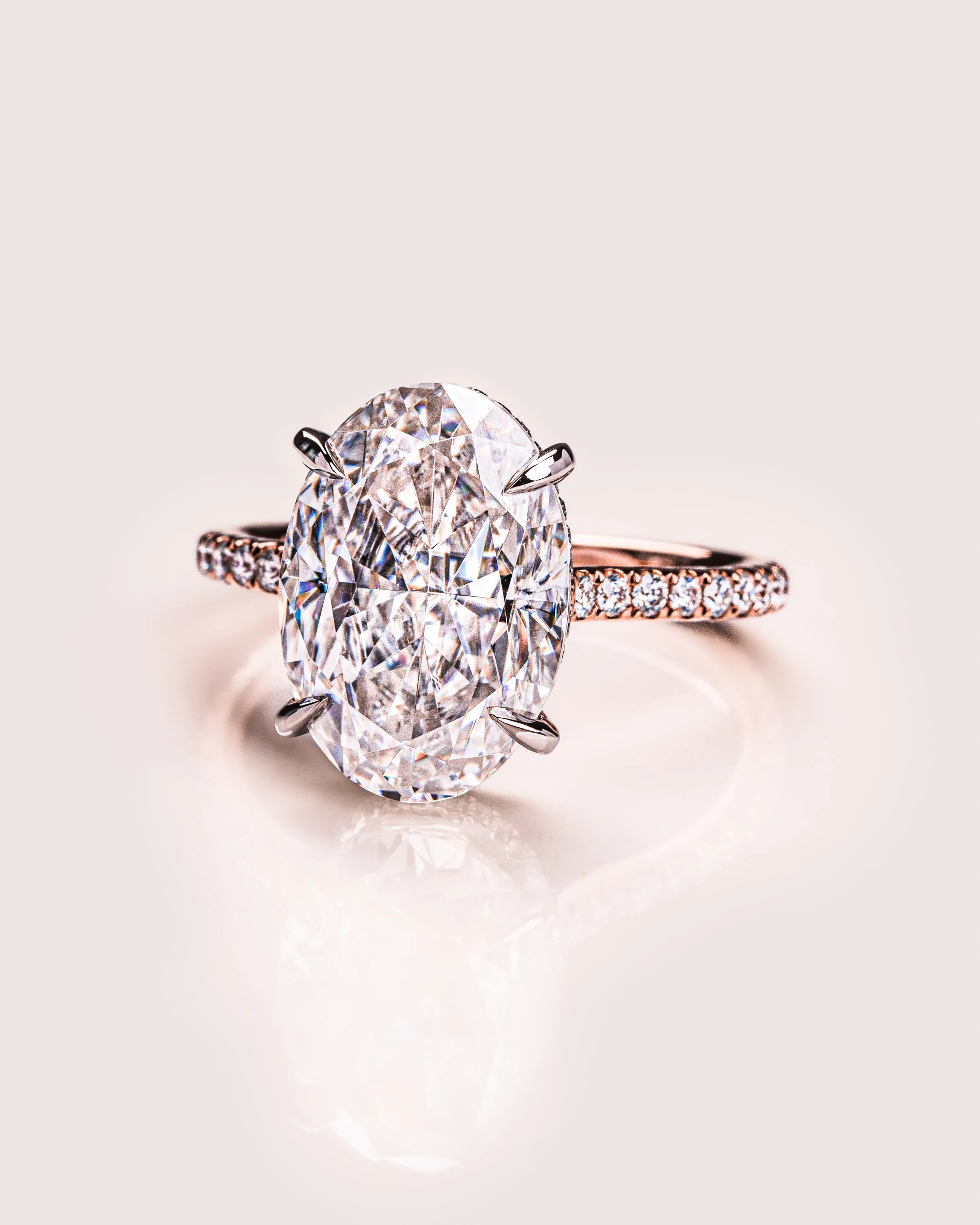 Ready to Ship - Jasmine - Oval - Platinum Head & Rose Gold Band