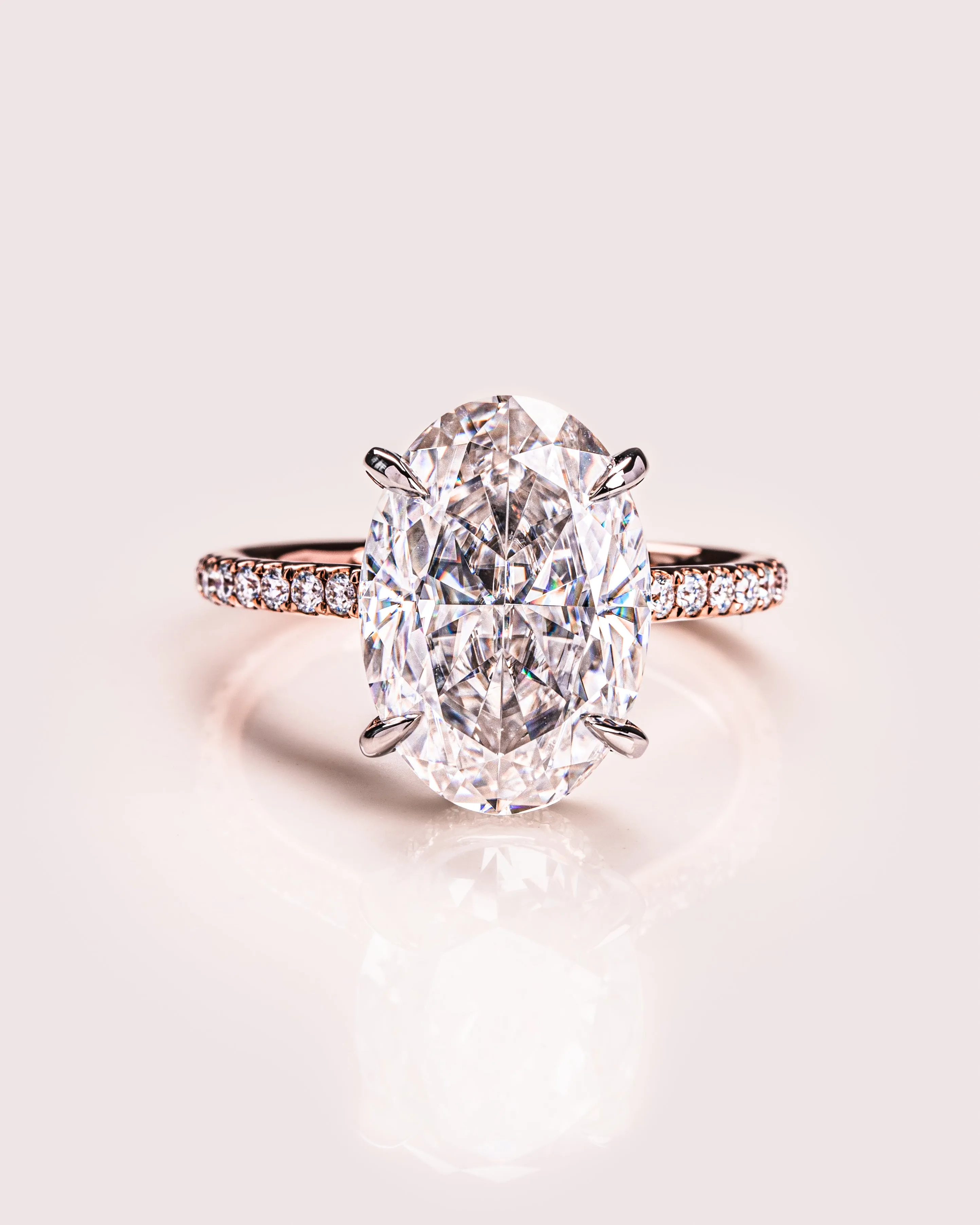 Ready to Ship - Jasmine - Oval - Platinum Head & Rose Gold Band