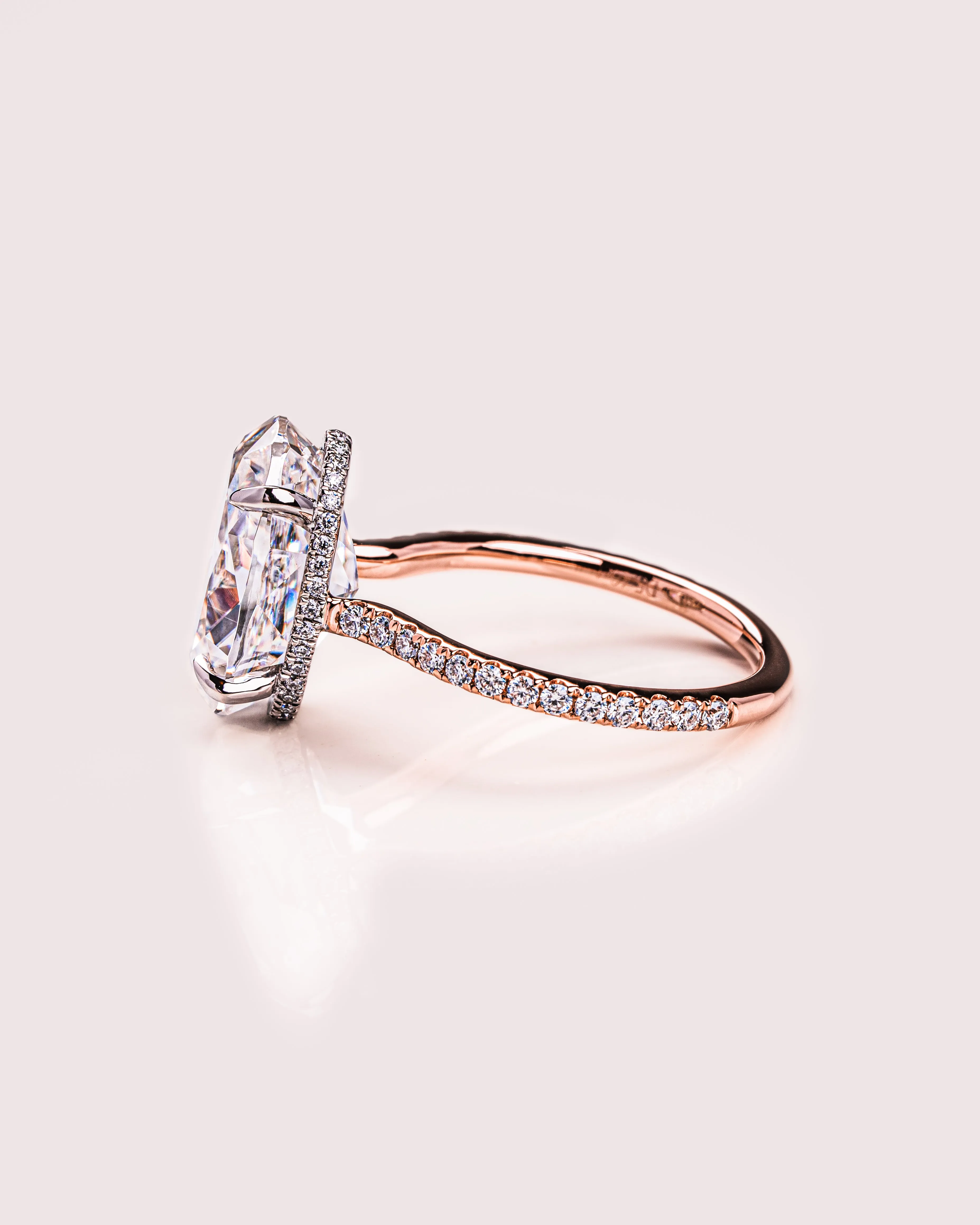 Ready to Ship - Jasmine - Oval - Platinum Head & Rose Gold Band