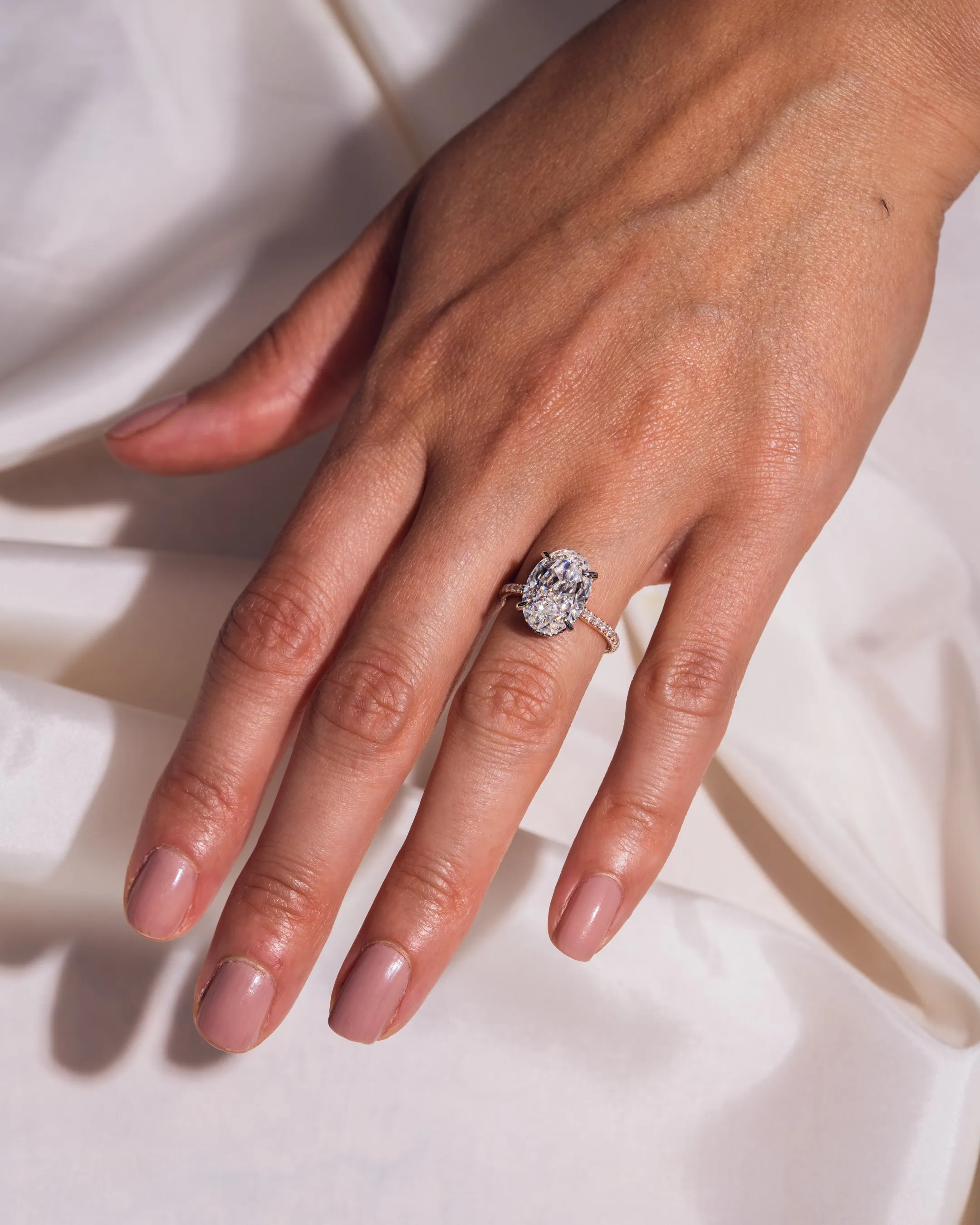 Ready to Ship - Jasmine - Oval - Platinum Head & Rose Gold Band