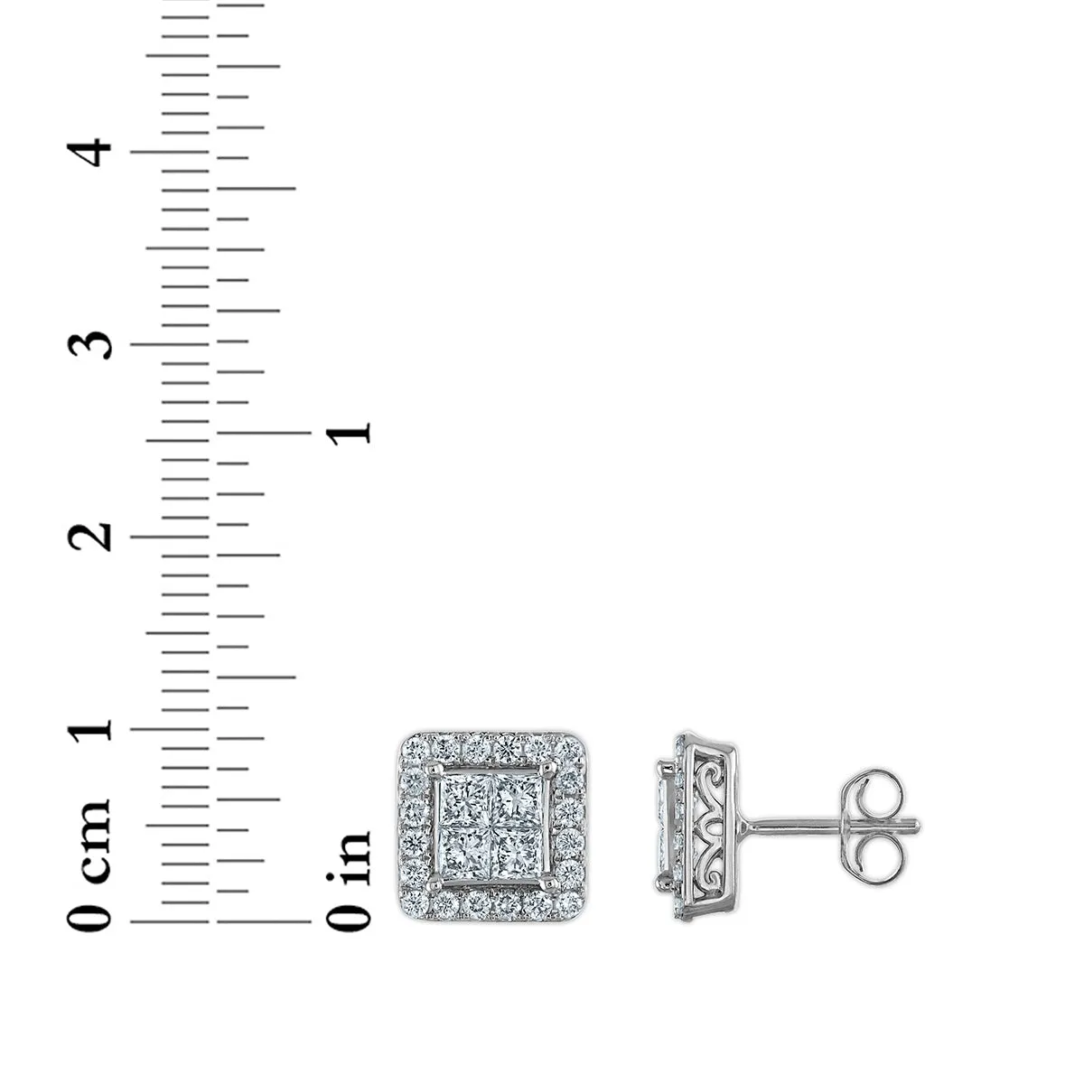 Red Hot Deal 1-1/2 CTW Lab Grown Square Halo Lab Grown Diamond Earrings in 14KT Gold