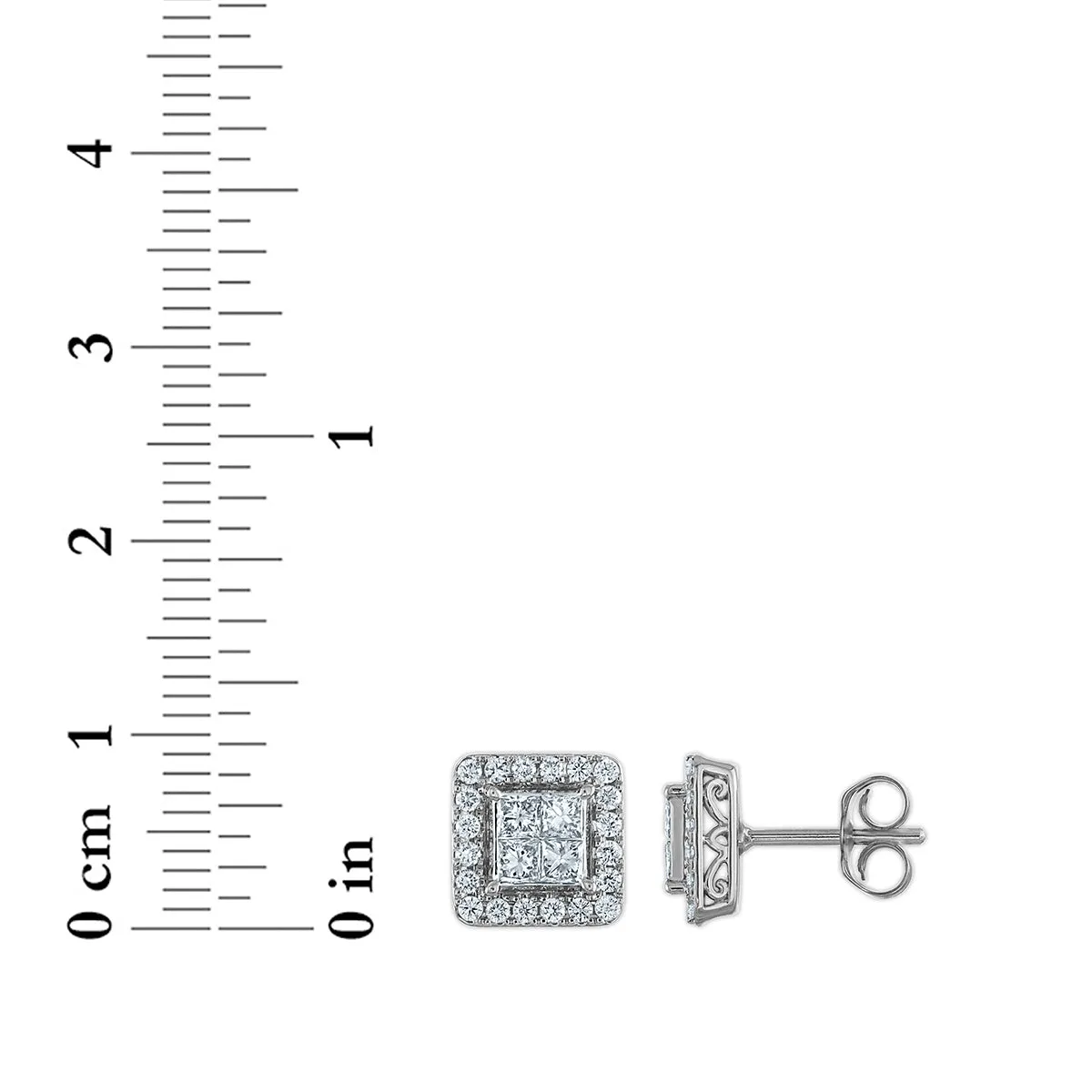 Red Hot Deal 1 CTW Lab Grown Square Halo Lab Grown Diamond Earrings in 14KT Gold