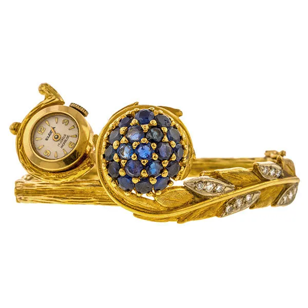 Retro Sapphire & Diamond Bracelet Watch
