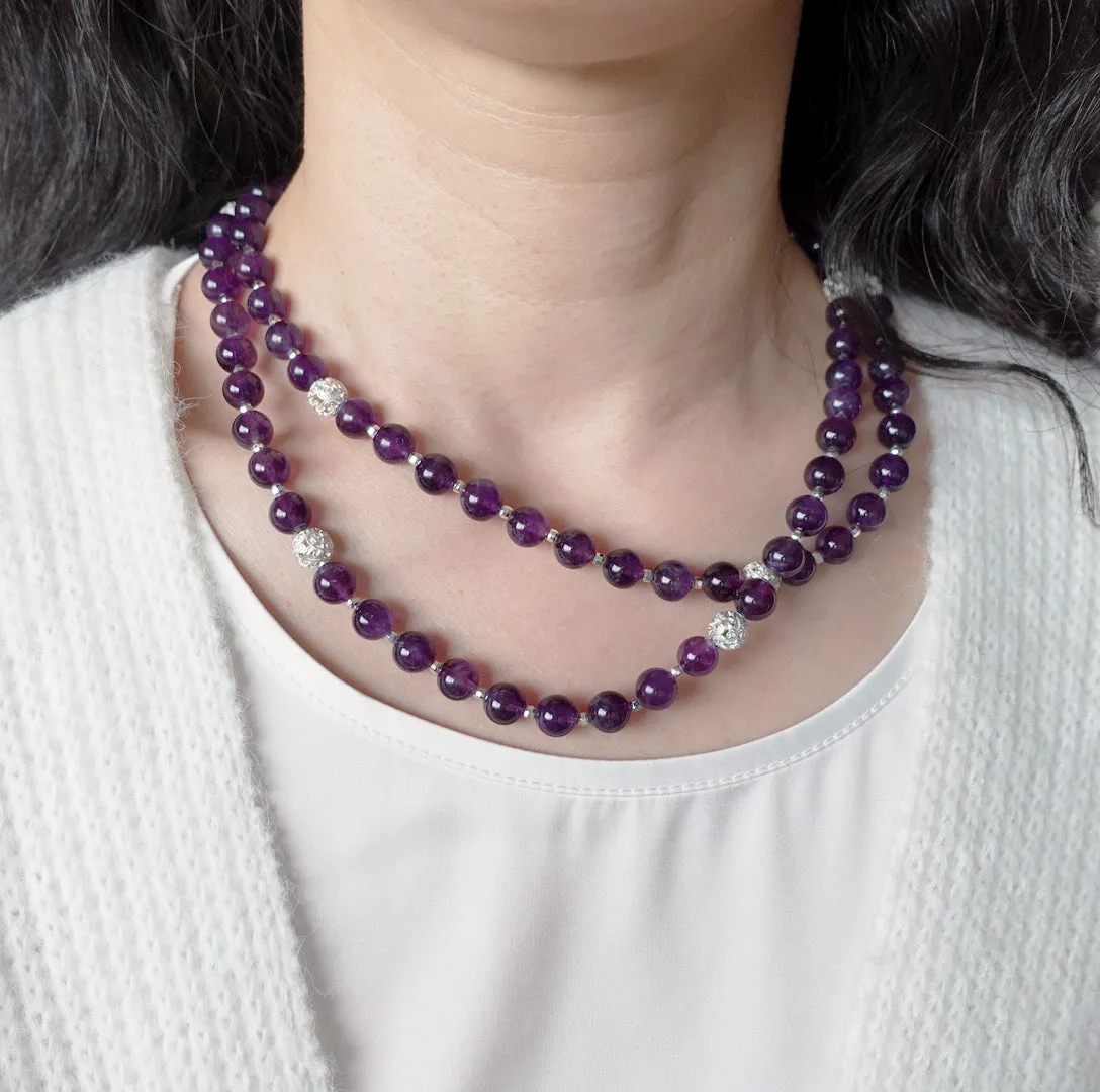 Return to Origin Multi-style Amethyst Beaded Necklace and Earrings Set