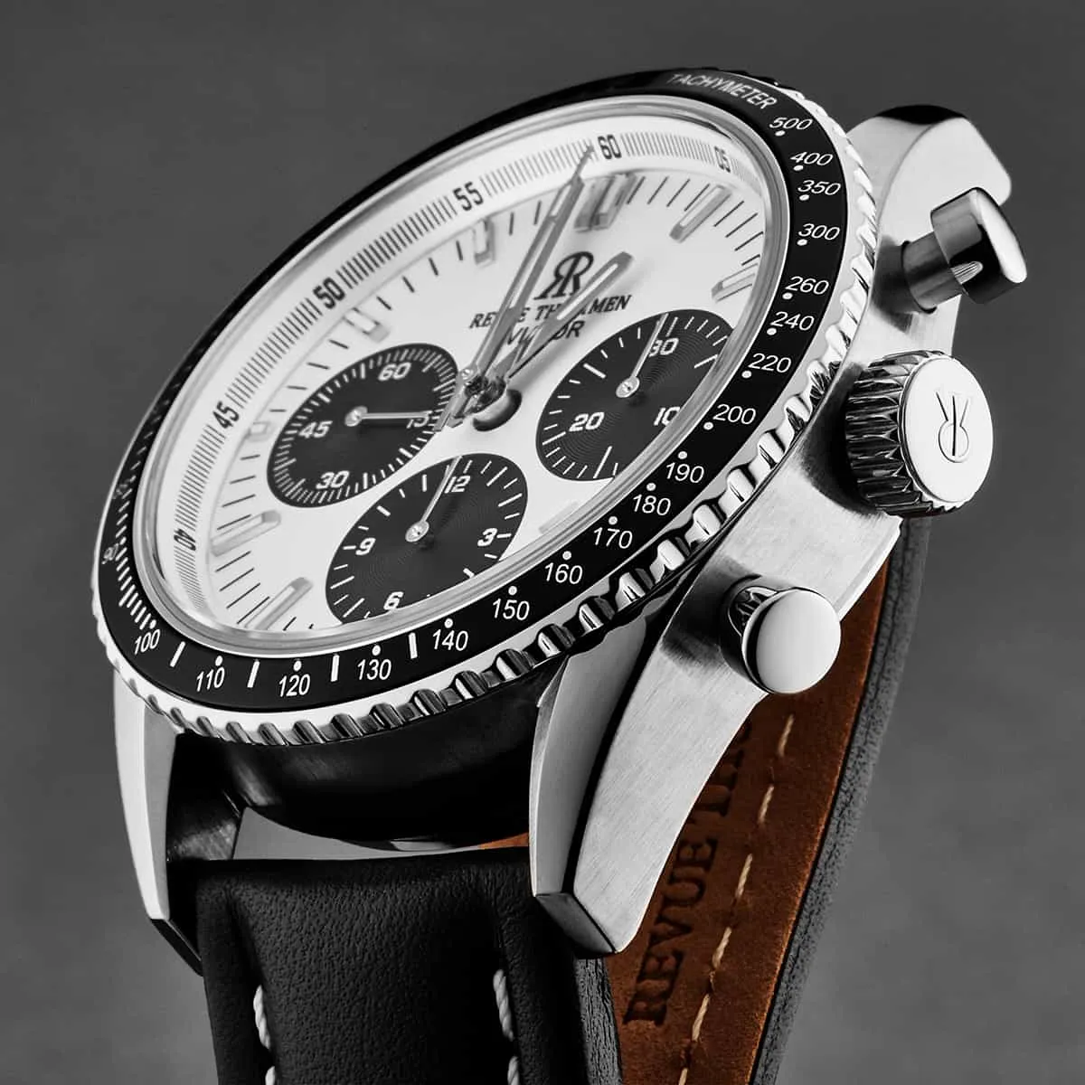 Revue Thommen Men's 17000.6532 'Aviator' Silver Dial Leather Strap Chronograph Automatic Watch