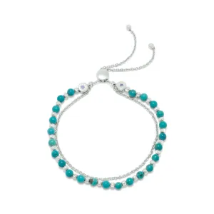 Rhodium Turquoise Bolo Bracelet