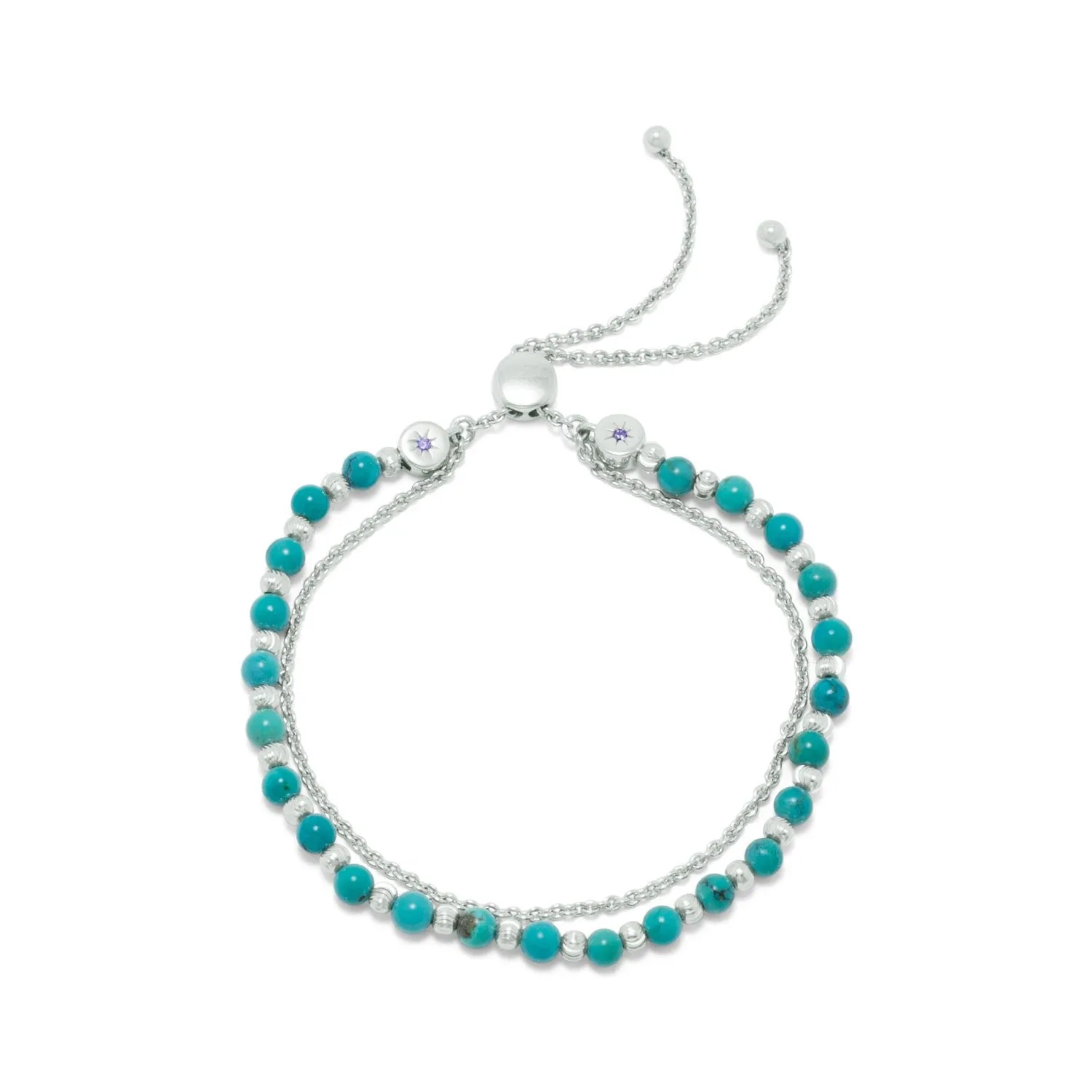 Rhodium Turquoise Bolo Bracelet