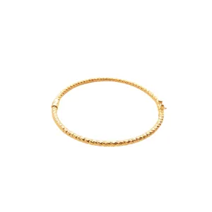 Rich 14K Yellow Gold Hinged Diamond Cut Bangle