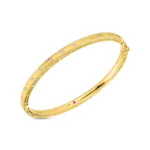 Roberto Coin 18k Yellow Gold Symphony Princess Diamond Bangle Size 48x58 (D=.17)