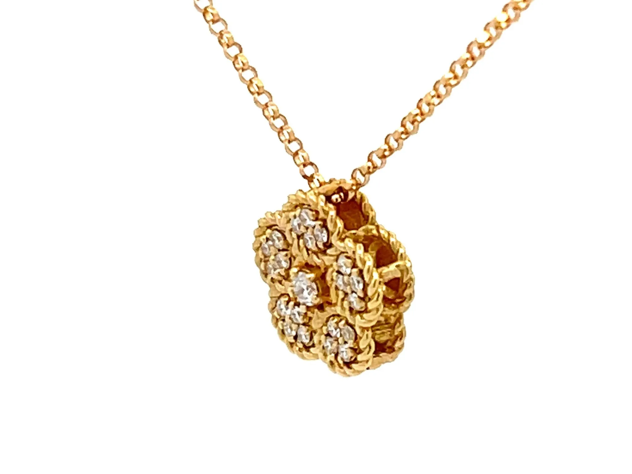 Roberto Coin Diamond Daisy Necklace in 18k Yellow Gold