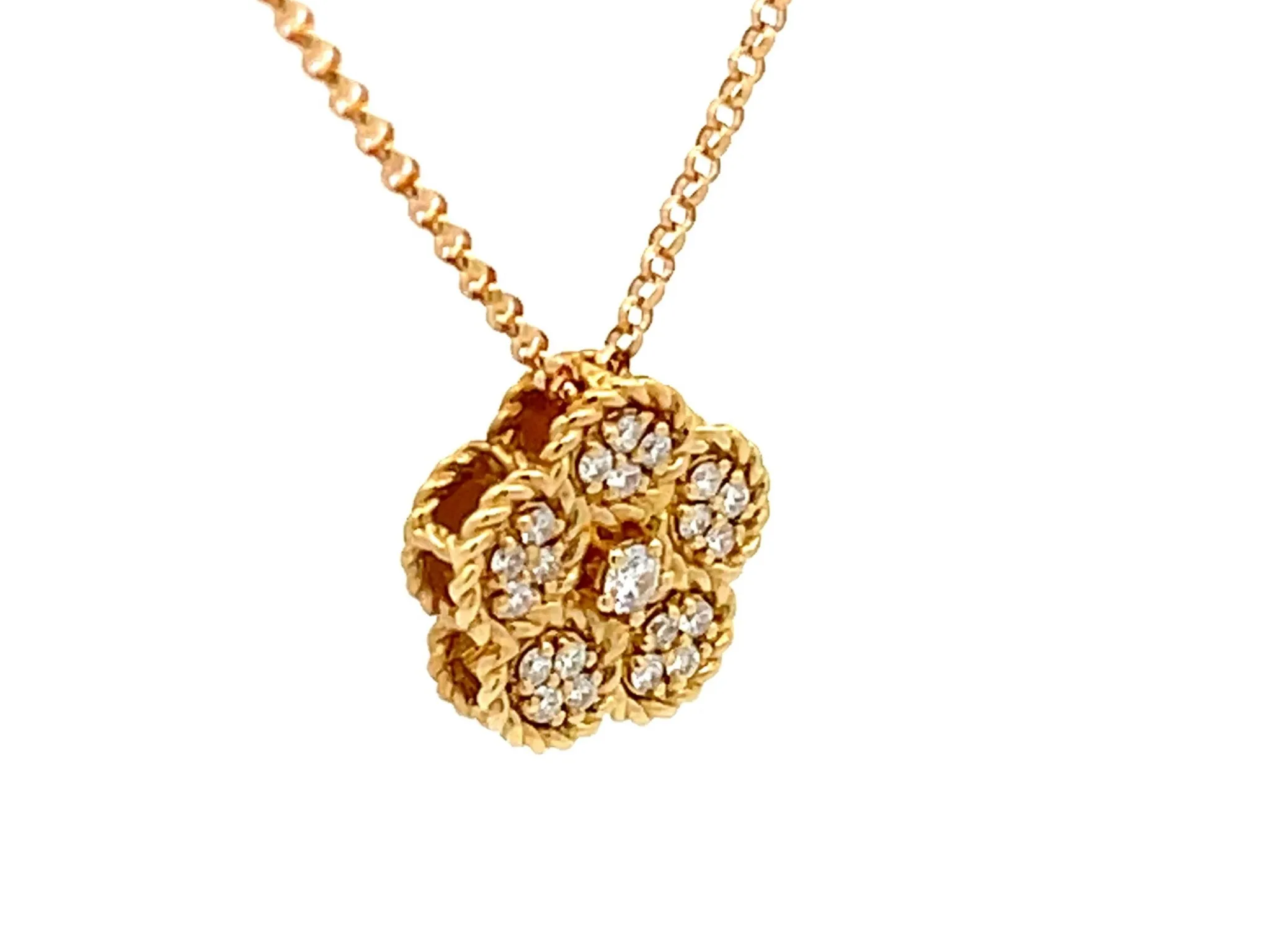 Roberto Coin Diamond Daisy Necklace in 18k Yellow Gold