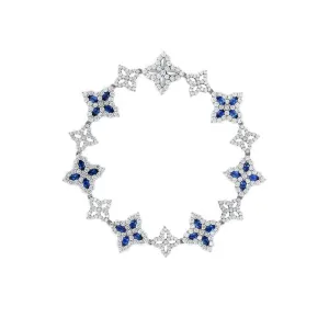 Roberto Coin Diamond Princess Flower 18K White Gold Diamond and Sapphire Bracelet