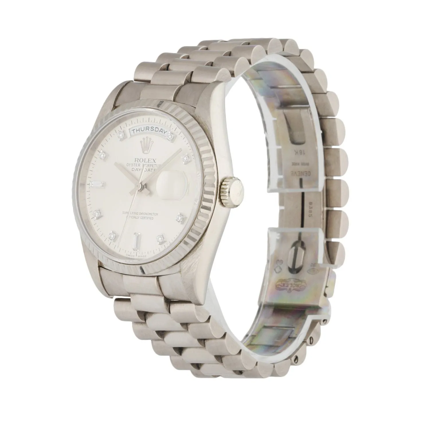 Rolex Day-Date President 18239 18K White Gold Diamond Dial Mens Watch