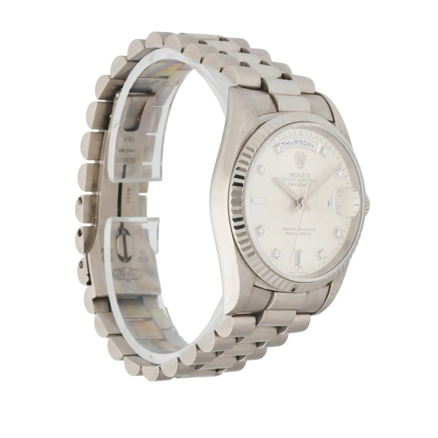 Rolex Day-Date President 18239 18K White Gold Diamond Dial Mens Watch