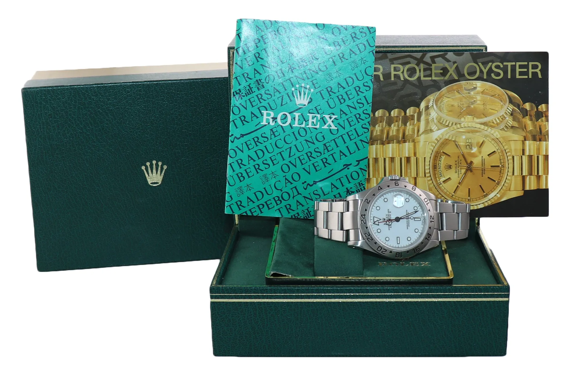Rolex Explorer 2 16570 Steel White Polar GMT TRITIUM Dial 40mm Watch Box