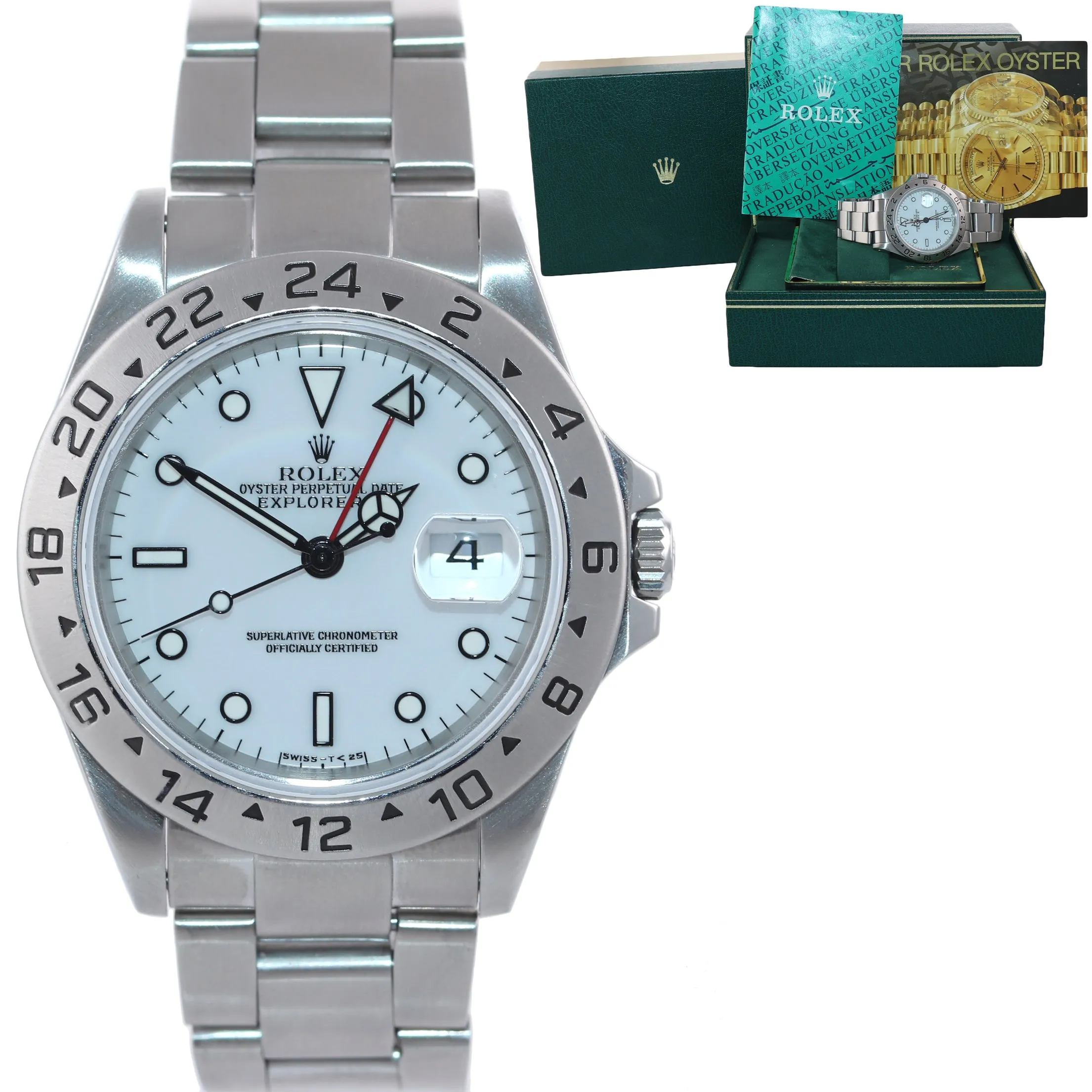 Rolex Explorer 2 16570 Steel White Polar GMT TRITIUM Dial 40mm Watch Box