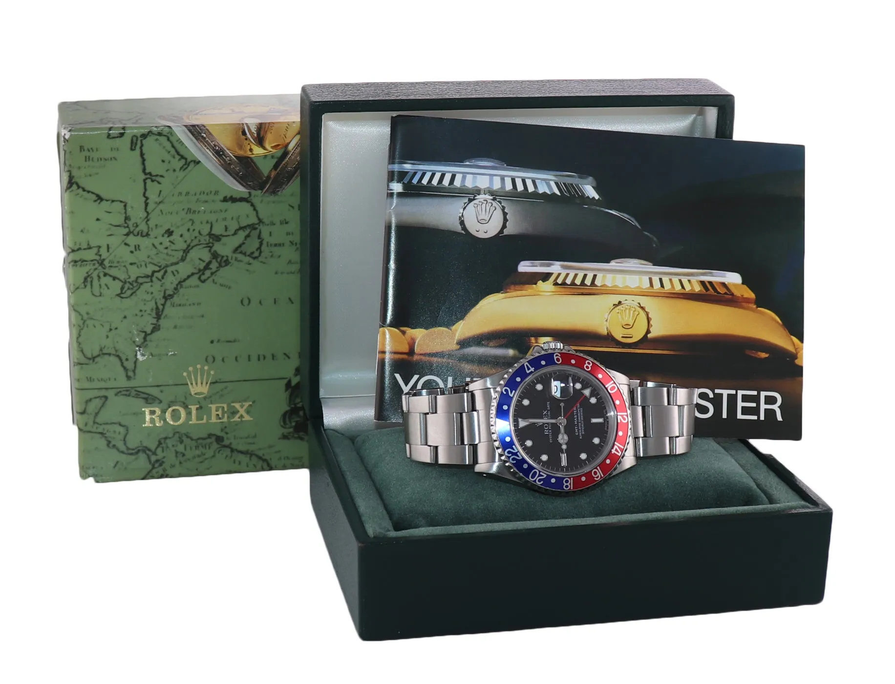 Rolex GMT-Master Tritium Dial Pepsi Blue Red Steel 40mm 16710 Watch Box