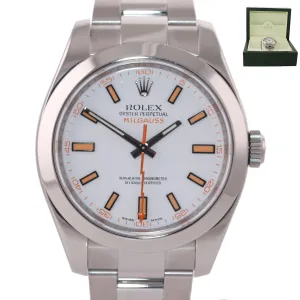 Rolex Milgauss 116400 White Orange 40mm Steel Anti-Magnetic Watch Box