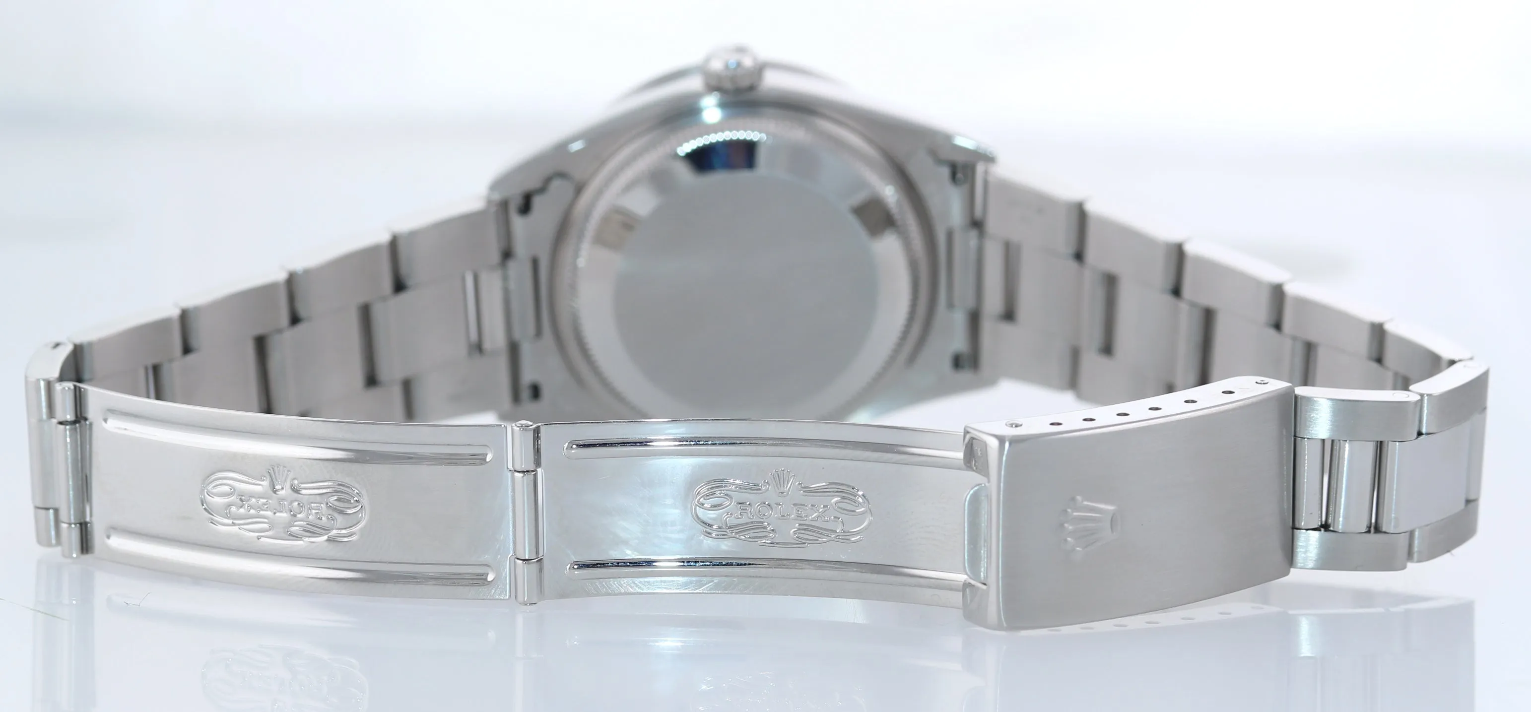 Rolex Oyster Date 15210 Steel 34mm Midsize Blue Stick Dial Oyster Watch Box