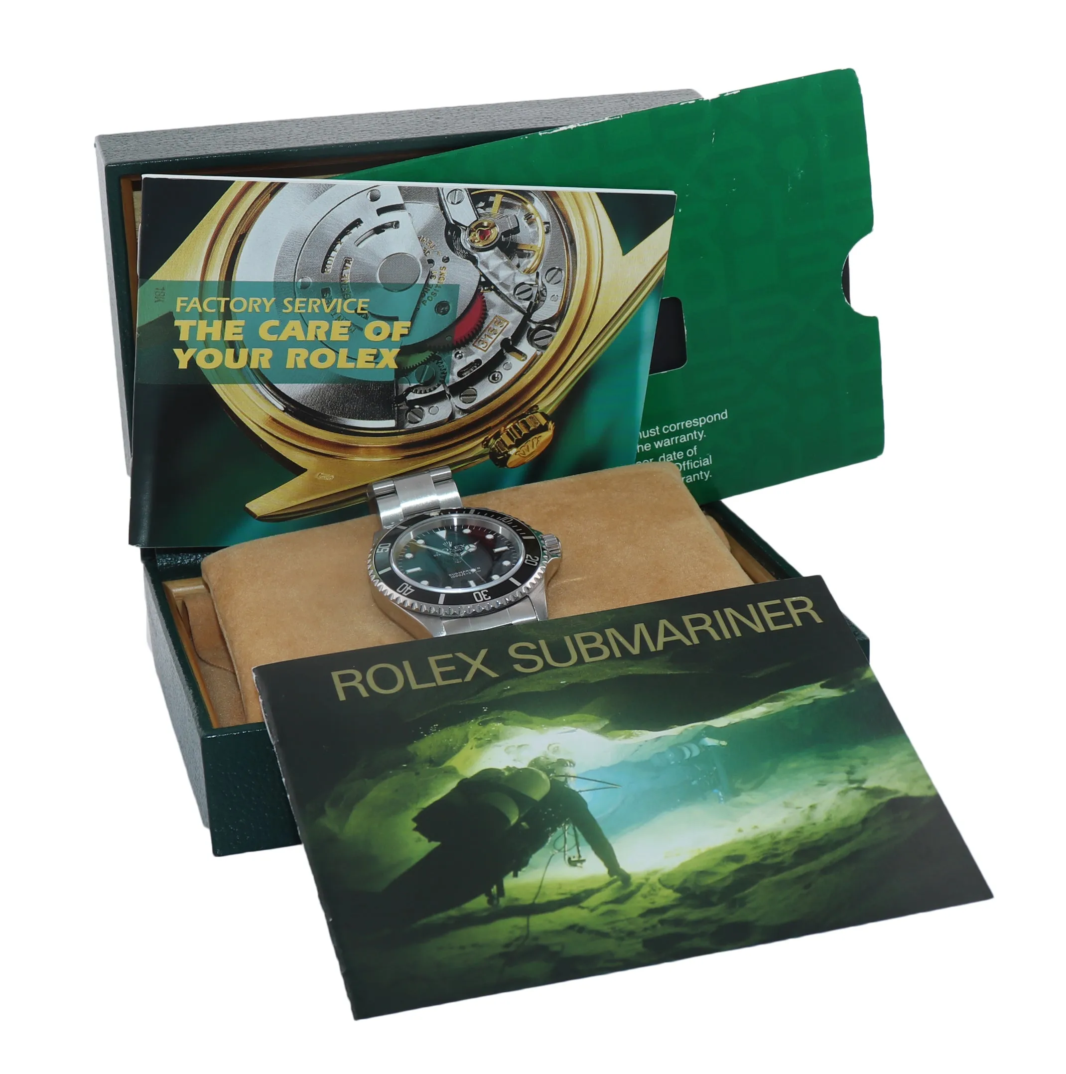 Rolex Submariner No-Date 2 line TRITIUM dial 14060 Steel Black 40mm Watch Box